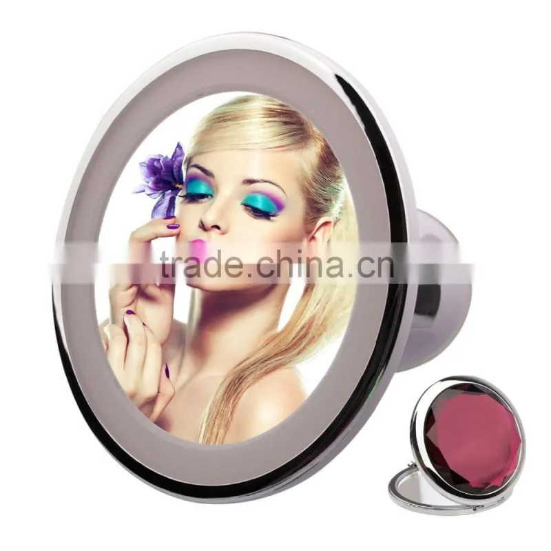 led light magnifying cosmetic mirror/led light makeup mirror/compact mirror for men
