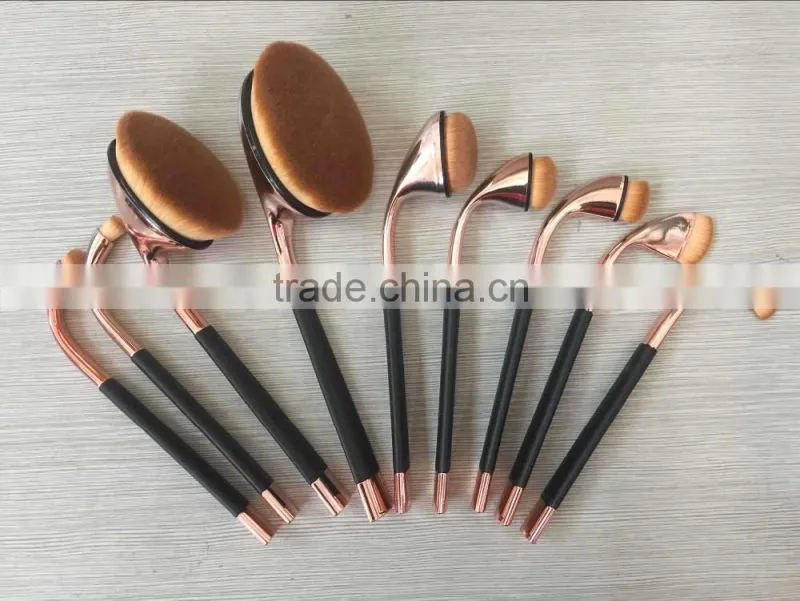 Silver / Gold New Arrival Hot Sale 9pcs Golf Brushes Oval Makeup Brush