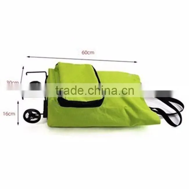 Made of canvas in green reusable Folding trolley shopping bag