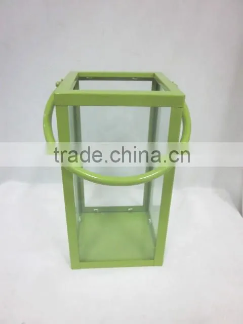 square metal with glass candle holder /pillar holder