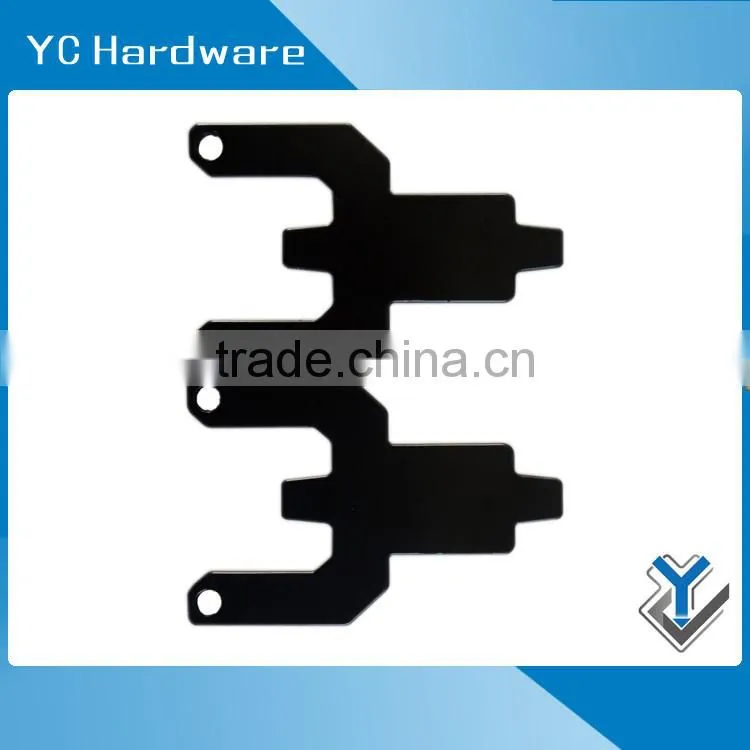 small black powder coated metal bracket for equipment