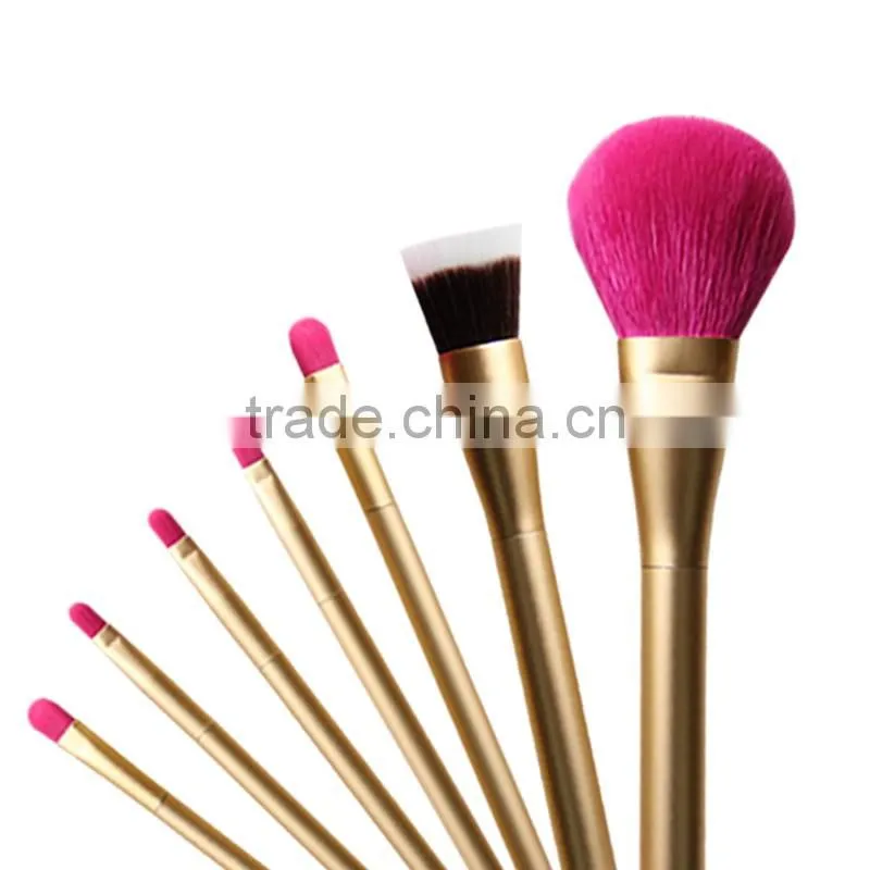 2016 custom logo 8pcs oval golden synthetic makeup brush