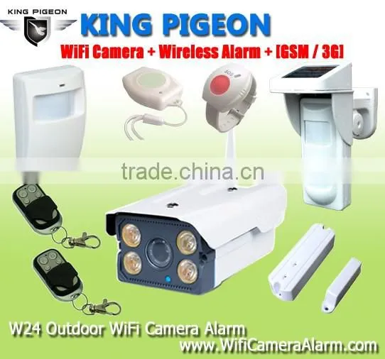 WiFi HD IP Camera Alarm W24 supports 64 wireless sensor for Wireless Home Alarm System