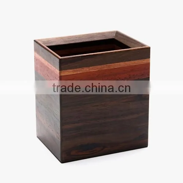 High Quality Square Wood Brush Pot, Stationery Storage Pen Holder