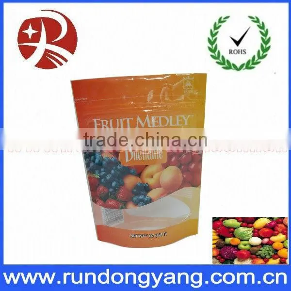 Custom self standing plastic food packaging bags