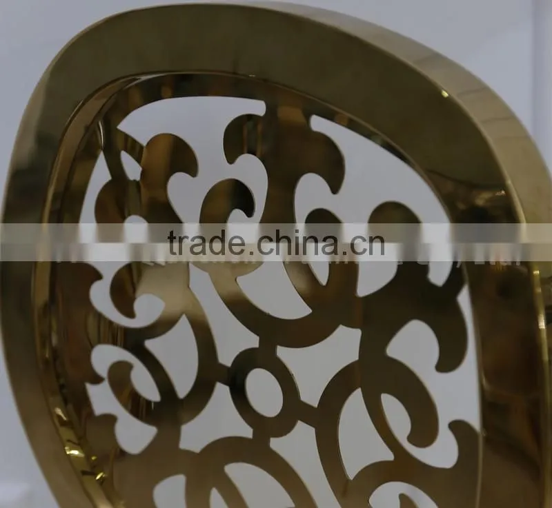 round flower back golden stainless steel wedding chair