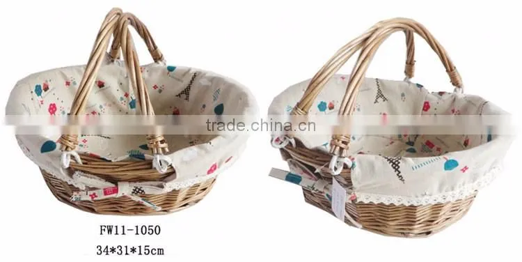 Hand woven rustic empty wicker gift basket for birthday