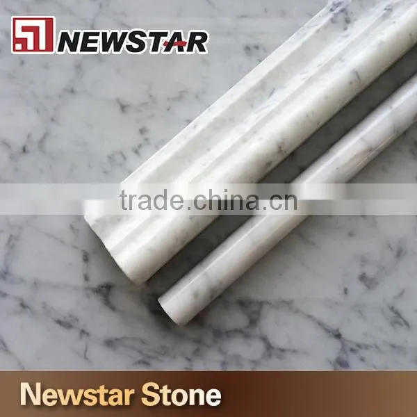 1/2" X 12" Cararra White Marble Polished Pencil Molding Liner