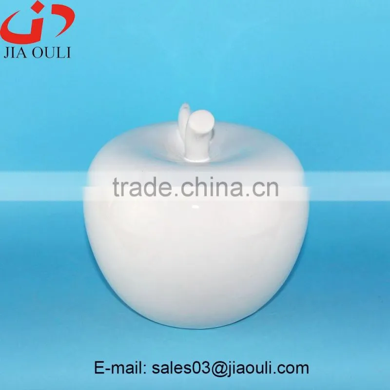 Good sales home decoration white ceramic apple