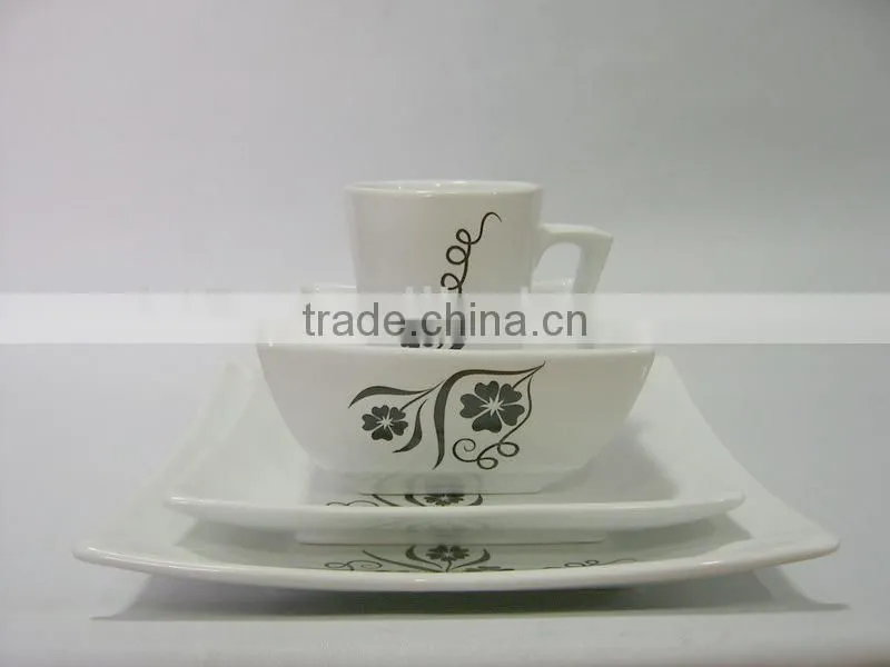 white color with decal square Ceramic dinnerware