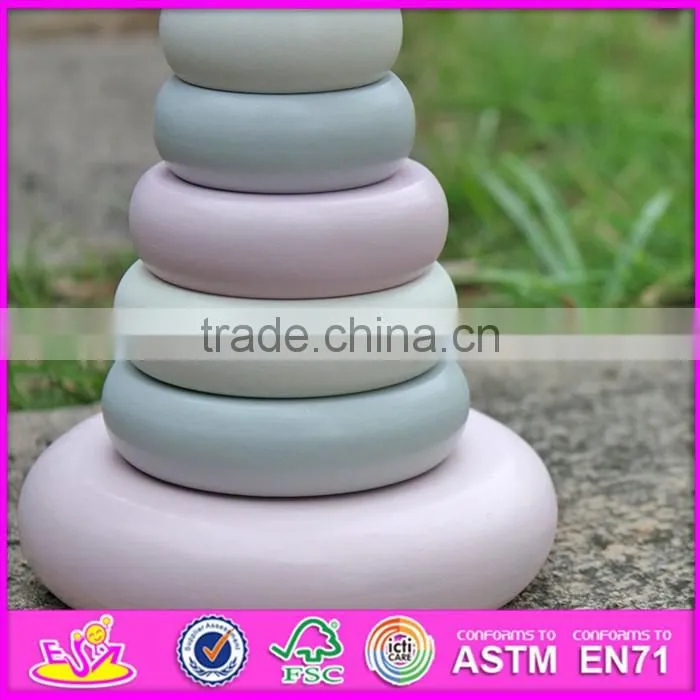 2016 new design crown wooden stacking rings toy for toddlers W13D129