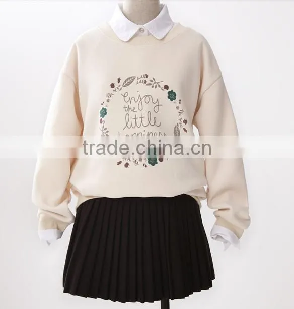 ladies fashion sweetstyle warm crewneck hoodies cheap wholesale good quality hoodies sweatshirt