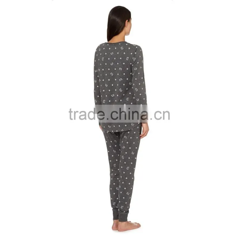 Grey cat printed pyjama set