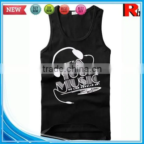Alibaba china custom wholesale men polyester screen printed low cut tank tops for sale