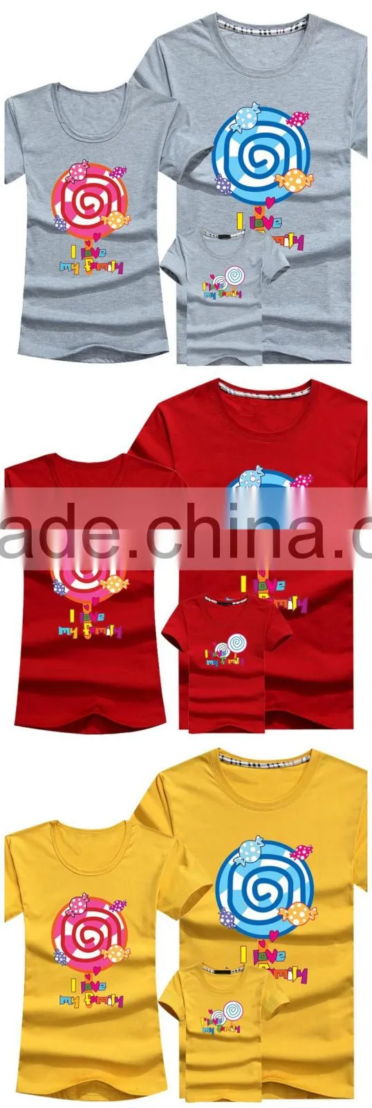 Wholesale Printing Bule Family Matching T-Shirt