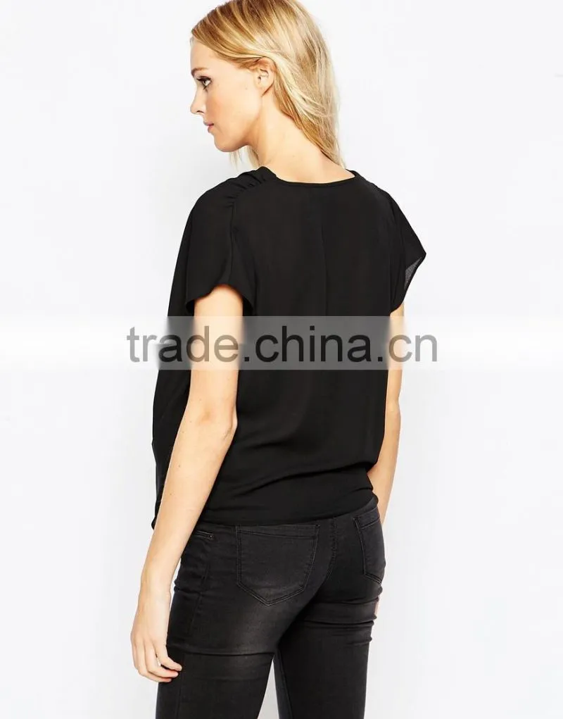 100% Polyester square neck cap sleeves maternity clothings for nursing