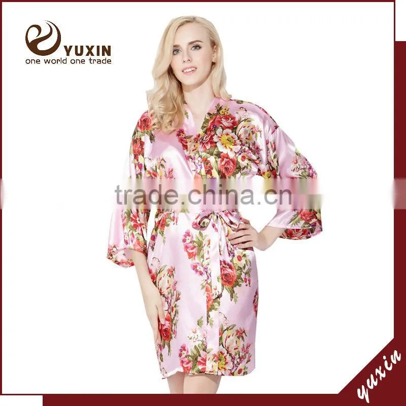 Satin wedding robes silk bridal party bathrobes robe de soiree RS1-0015
