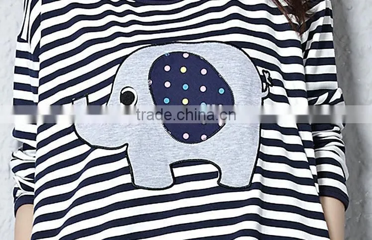 Autumn T-shirt, maternity T-shirt, big size T-shirt, long sleeve stripe T-shirt