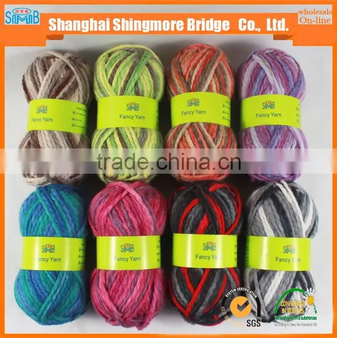 2016 China fancy yarn supplier cheap wholesale good quality chunky acrylic yarn for knitting