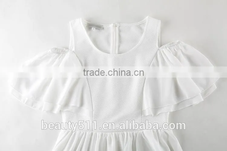 New Design Black Short Sleeve Hollow Out Pleated Tunic Ladies Dress SD77