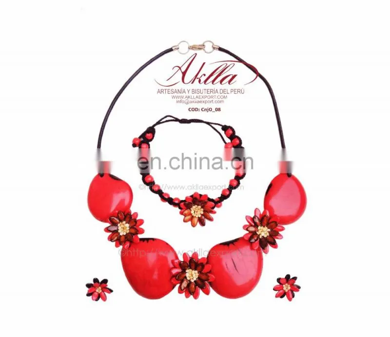 Tagua, Melon and Kiwicha Organic and Ethnic Sets: necklaces, earrings and wristbands