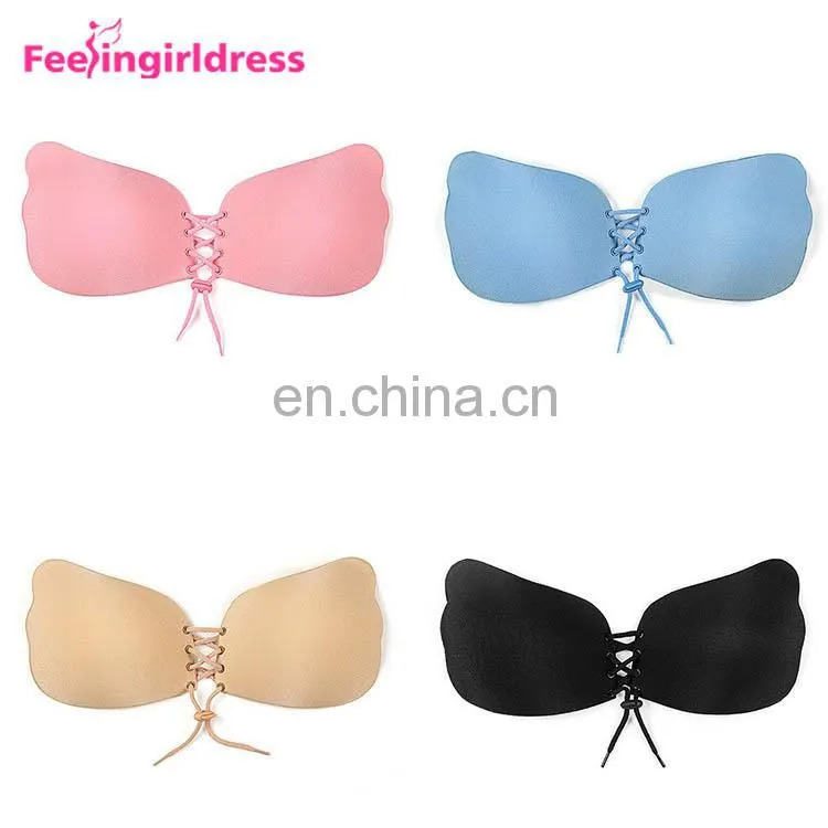 Hot Sale 4 Color Cloth Backless Strapless Invisible Push Up Magic Bra