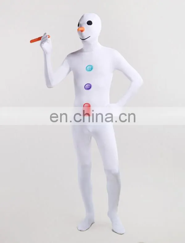 White Snow Man Lycra Full Body Party Dress Second Skin Suit Female