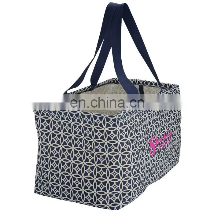 XD1019 Utility Tote Folding stripe canvas beach tote bag wholesale