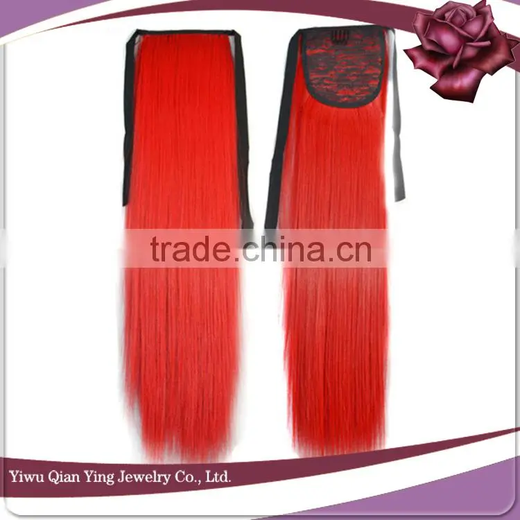 stars straight brown synthetic hair band ponytail