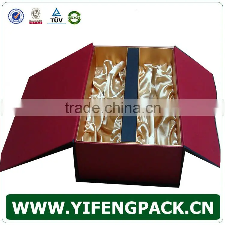 China supplier OEM cheap folding with silk wine presentation boxes