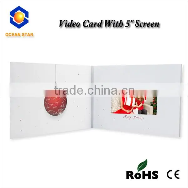 Chrismas gift card lcd video greeting card top quality greeting brochure card