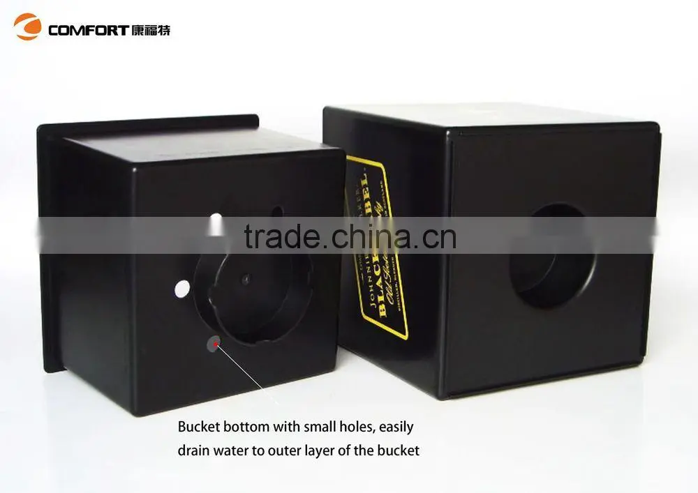 square double layer small black drink plastic ice buckets with lid