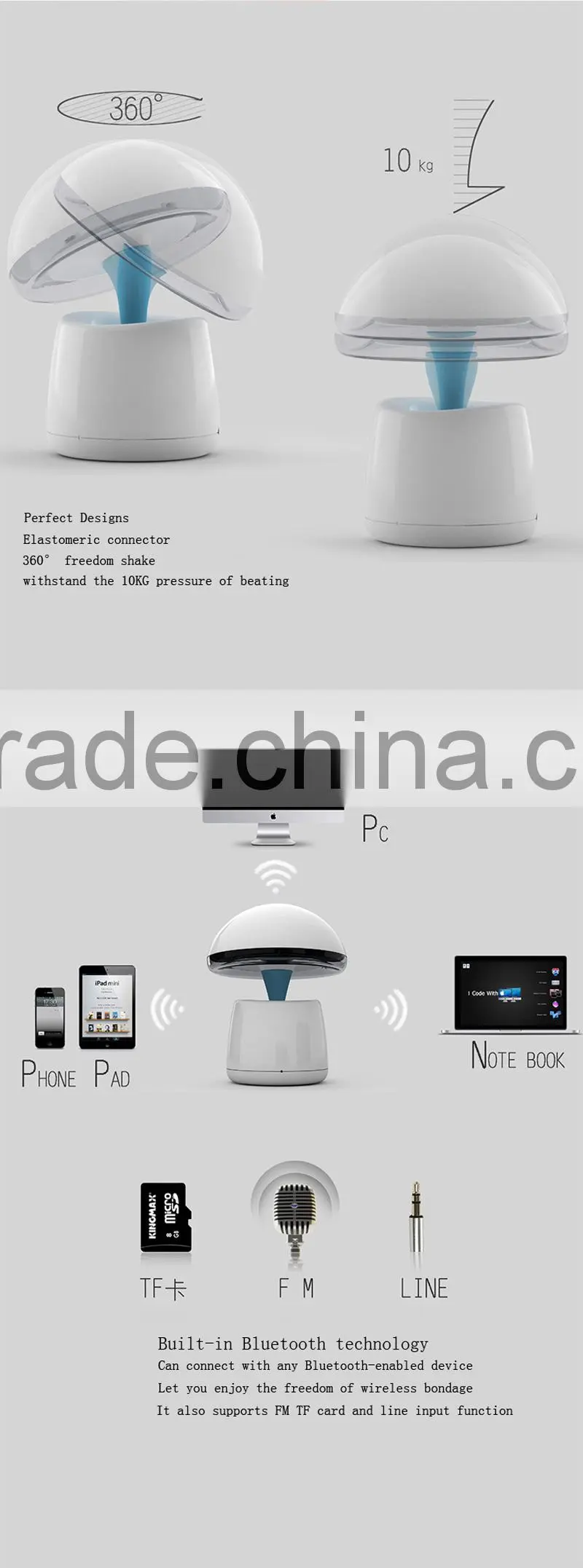 2015 newest bluetooth speaker have led light table lamp