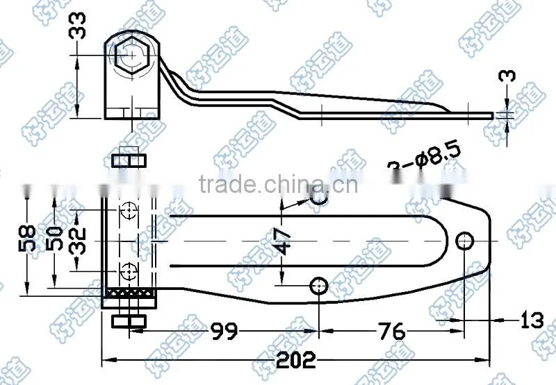 01114 Truck trailer container steel zinc plated door hinge