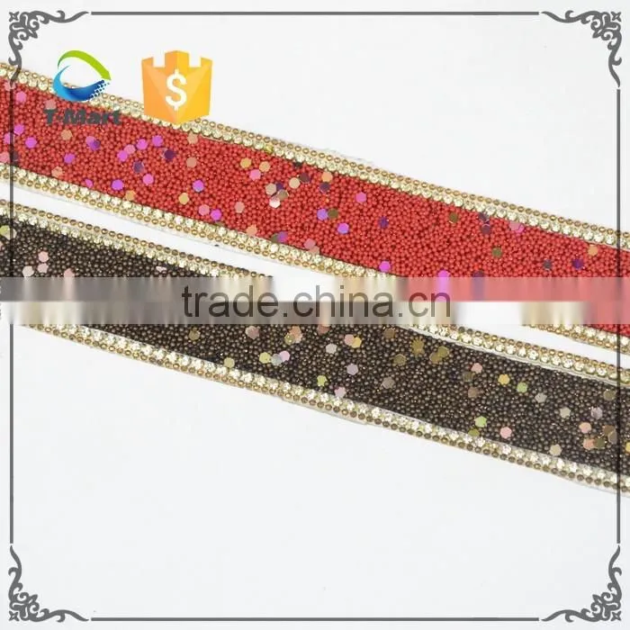 3cm Width Hot Fix Rhinestone Chain Small Beads Trimming