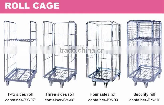 Metal wire supermarket foldable storage shopping roller cart