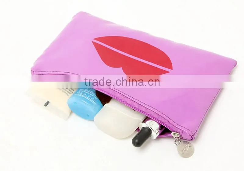 Stock coin purse lips printed zip nostalgic small money bags small cosmetic bag for purse