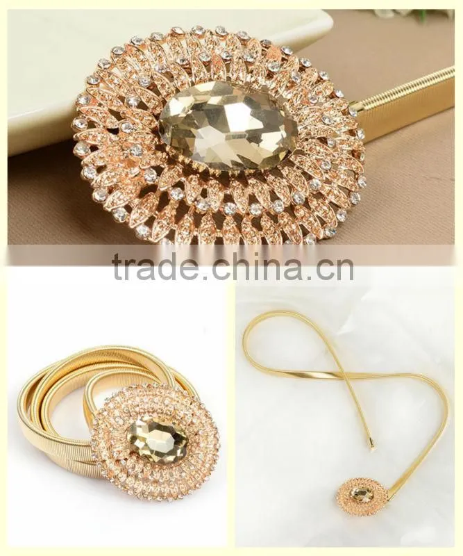 New dubai gold chain round beaded yellow stone waist belly body chain