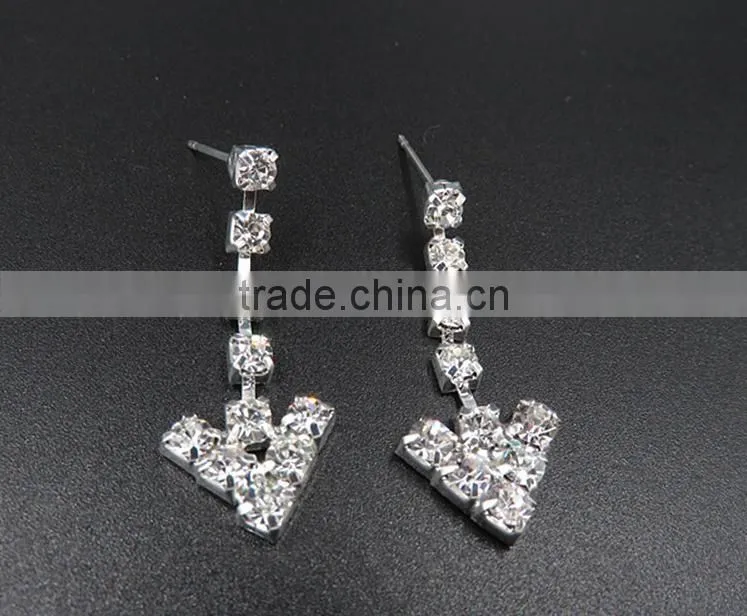 Top Fashion Double Layers Rhinestone Chain Bridal Necklace set Wholesale