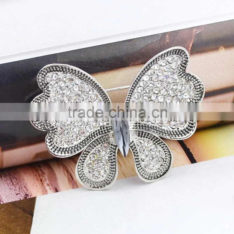 China wholesale cheap fashion butterfly rhinestone brooch popular brooch for women