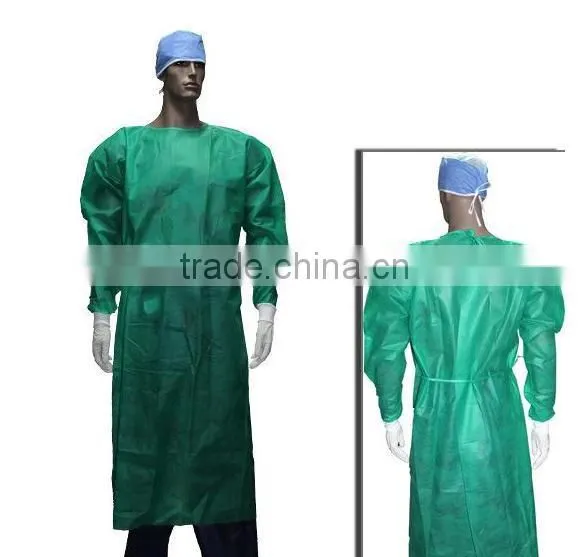 Surgical surgeon medical gown Disposable PP green isolation gown knitted cuff