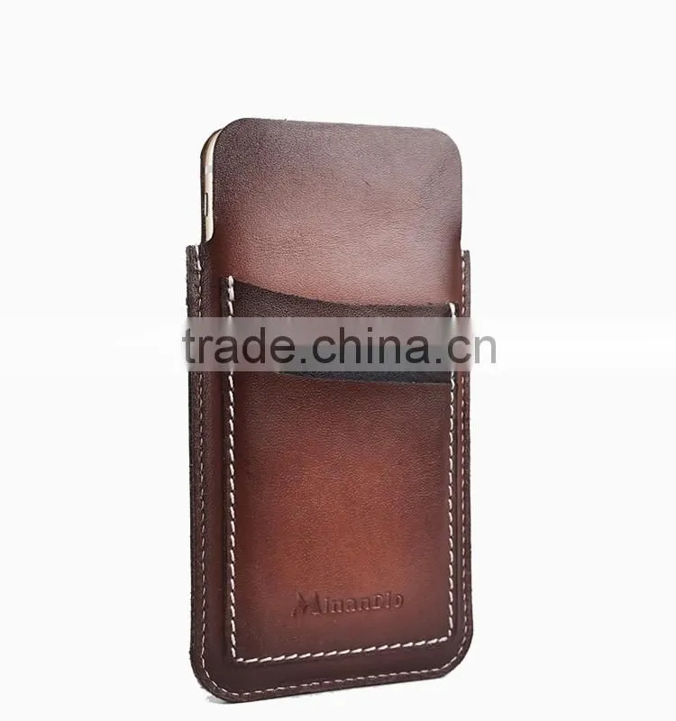 Fading Color Genuine Leather Mobile Phone Tube for iPhone 6/6plus for women/Lady