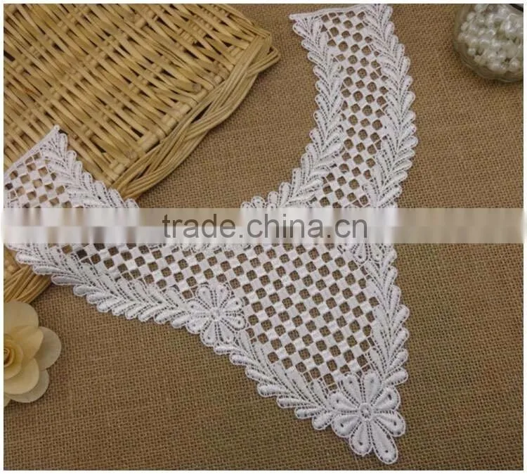 Factory Cheap 34cm*30cm Water Suloble Floral Nylon New arrival latest design Latest embroidery long V sexy neck collar for women