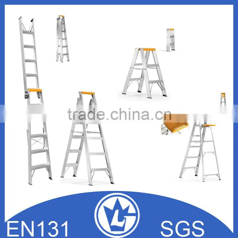 Portable Aluminium Ladder with Rubber Cover Step, Safety Handrail GS and EN131 approval