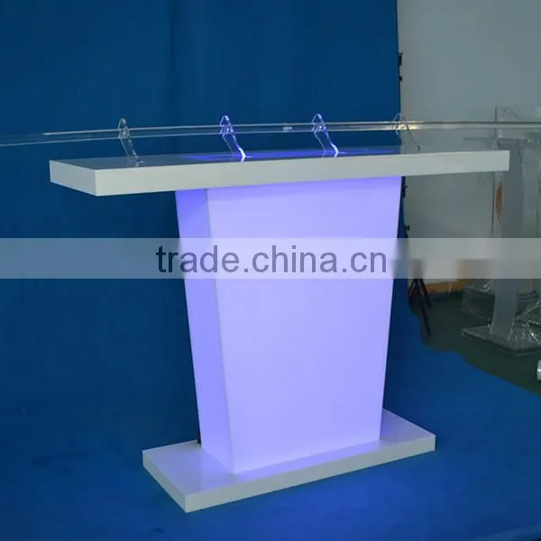 2015 new acrylic table lectern with different color light, high quality podium