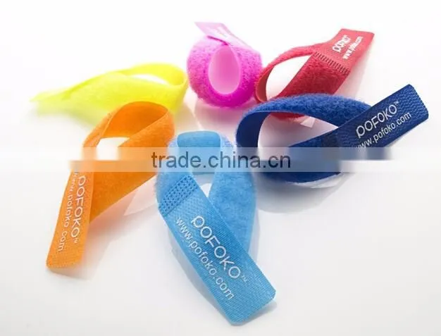 Logo printing adjustable hook and loop cable ties in good quality