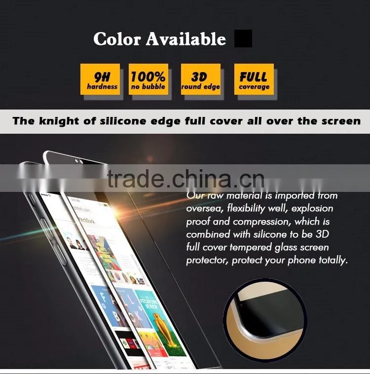 new premium full cover silicone edge 9H 0.33MM tempered glass screen protector for iphone 6