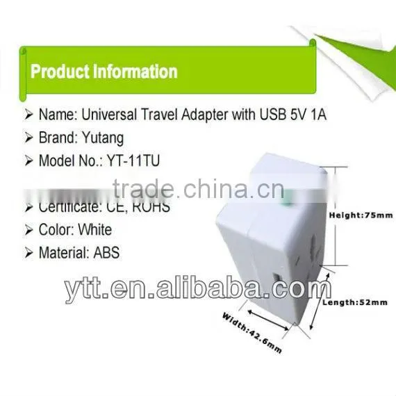 Latest ABS Material Universal Travel USB Charger
