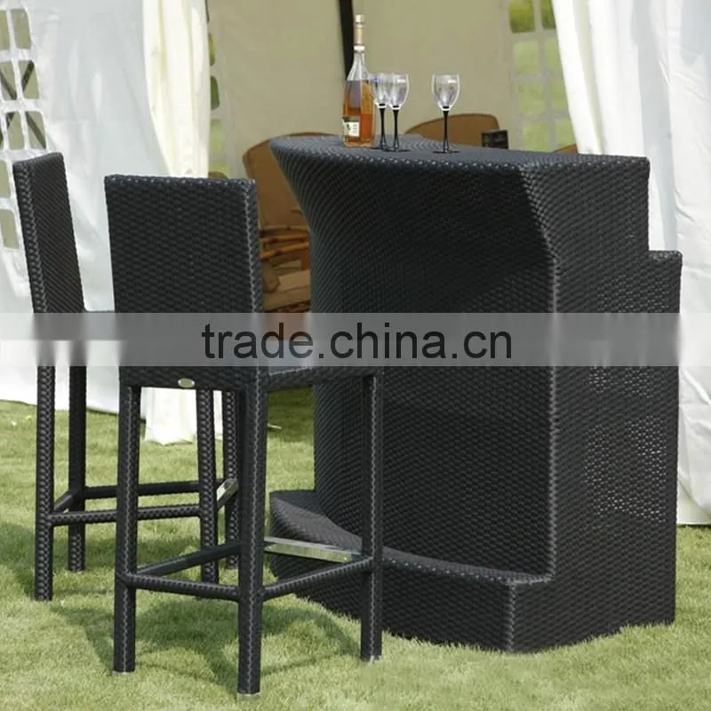 Outdoor Outside Round Resin Wicker Polyrattan Bar Counter