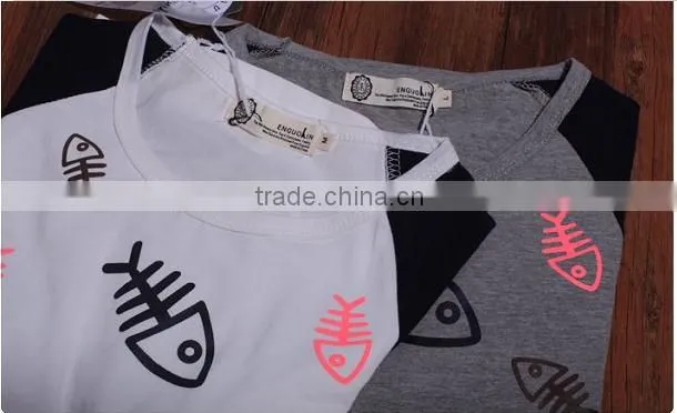 2014 the latest fashionable fishbone pattern t-shirt for lovers